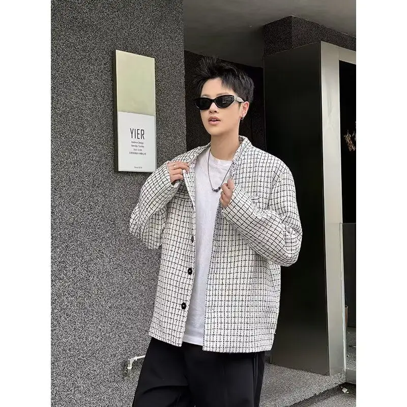 

ort Plaid Men's Jaet Autumn Spring High Faion Flight Coat New Chinese Sle Stand Fit Polyester Outerwear