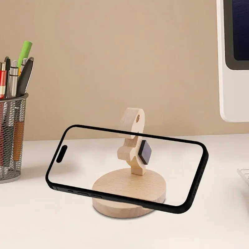 Desktop Phone Stand Creative Tabletop Mobile Phone Wood Bracket Cute Tabletop Phone Stand for Work Area Study Area Living Room