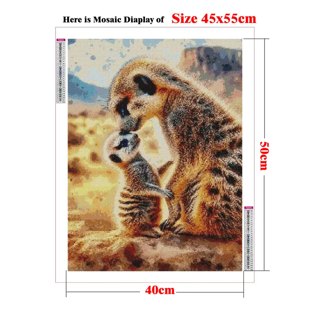 DIY الماس اللوحة الحفر مربع كامل الحفر الأفريقي السافانا الحياة البرية الميركات التطريز عبر غرزة سفاري الحيوان غرفة الاطفال ديكور #2