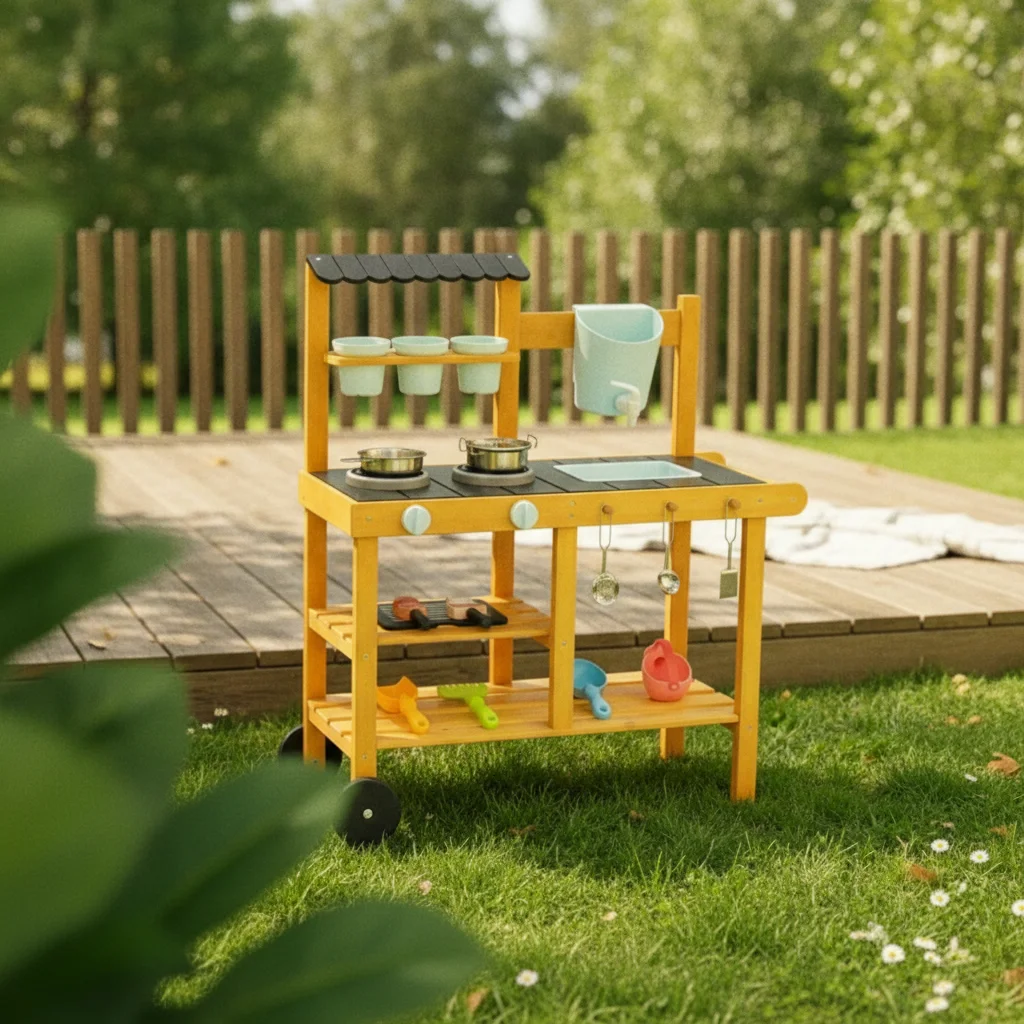 wooden-mud-kitchen-play-stand-sink-basin-outdoor-play-kitchen-backyard-cooking-set-wheeled-included-accessories
