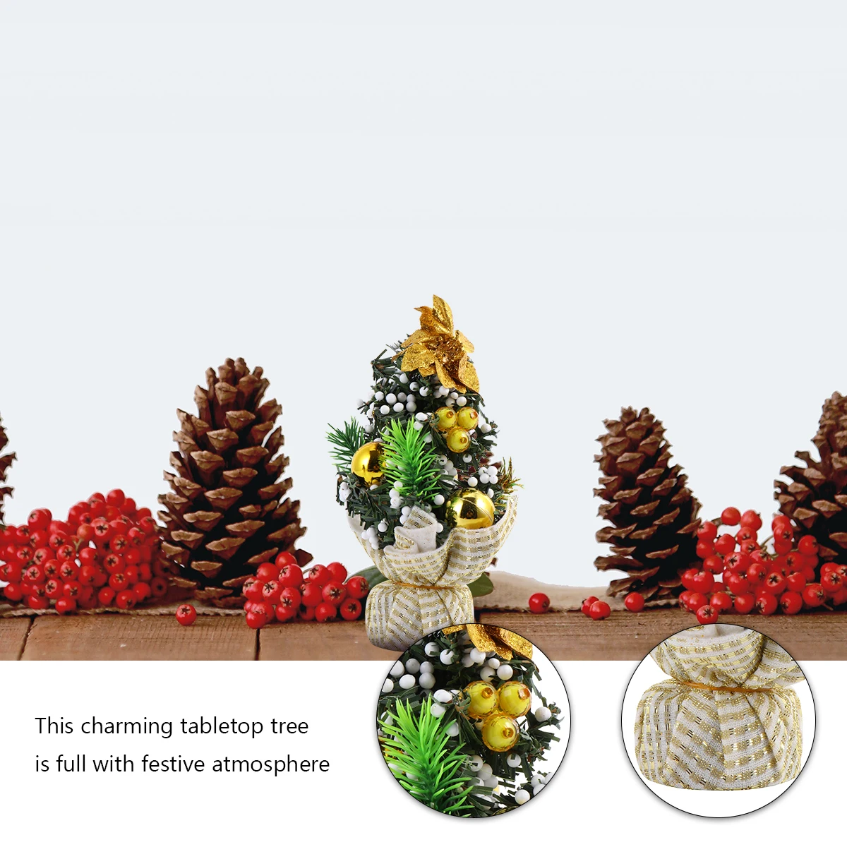 

2Pcs Mini Christmas Tree Small Xmas Tree Decorative Ornament Holiday Room Party Decor Decorative Trees Small Christmas Trees