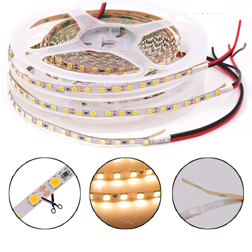 12V 5m 4mm PCB LED Strip Light Bright 2835 120LED/m Pixel Strips Flexible LED Tape Lights Natural White/Warm White/Cold White