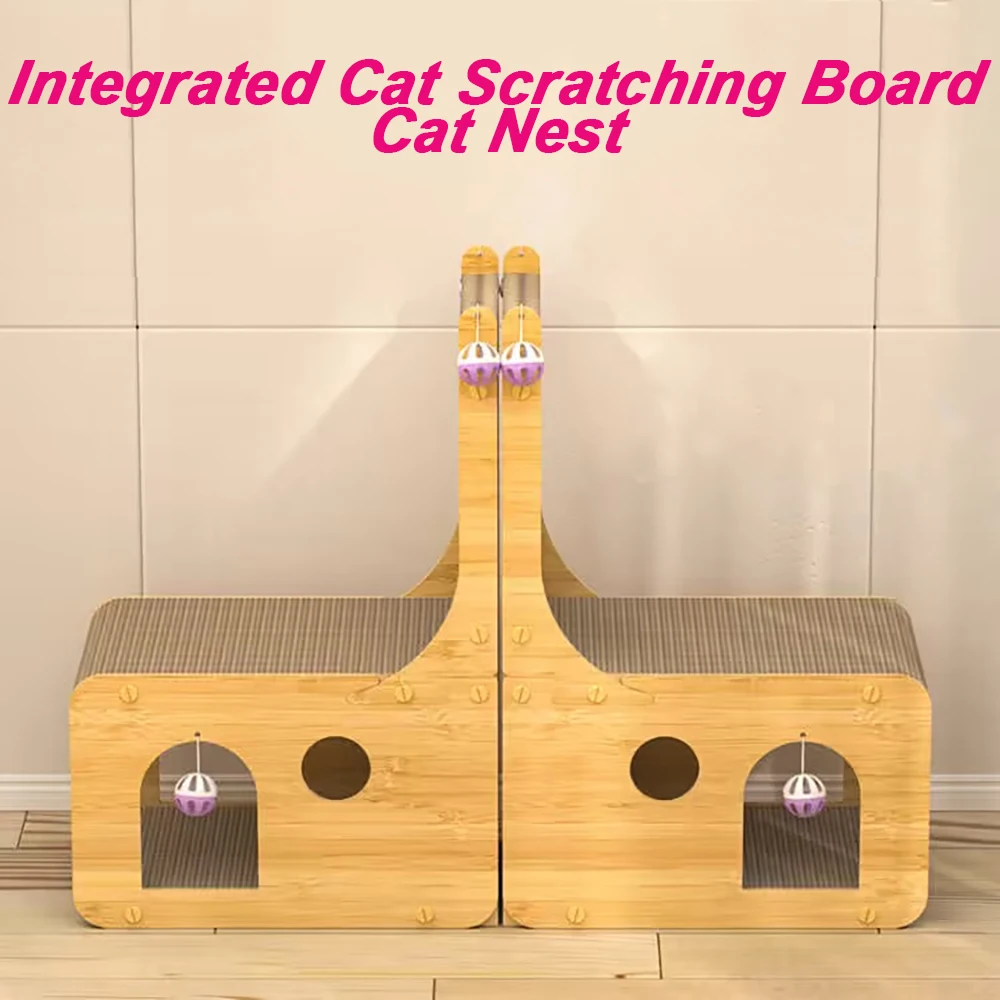 L-Shaped Cat Scratching Post Integrated Cat Scratching Board Cat Nest Thickened Wear-Resistant Cat Scraper Furniture Train Toy