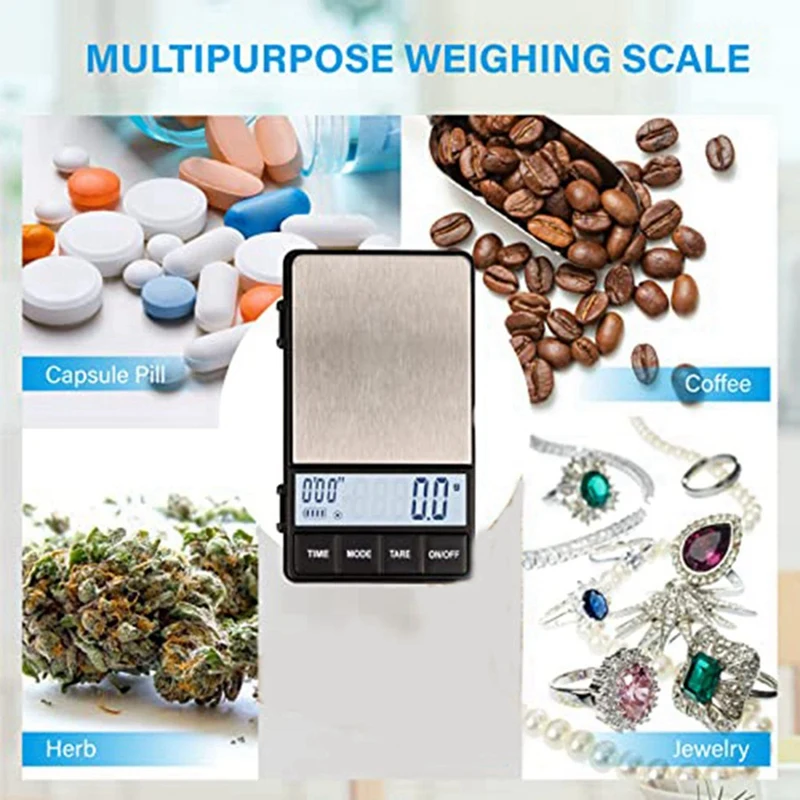 1 PCS Small Espresso Scale With Timer Scales Bright Backlit LCD Display 2 Batteries