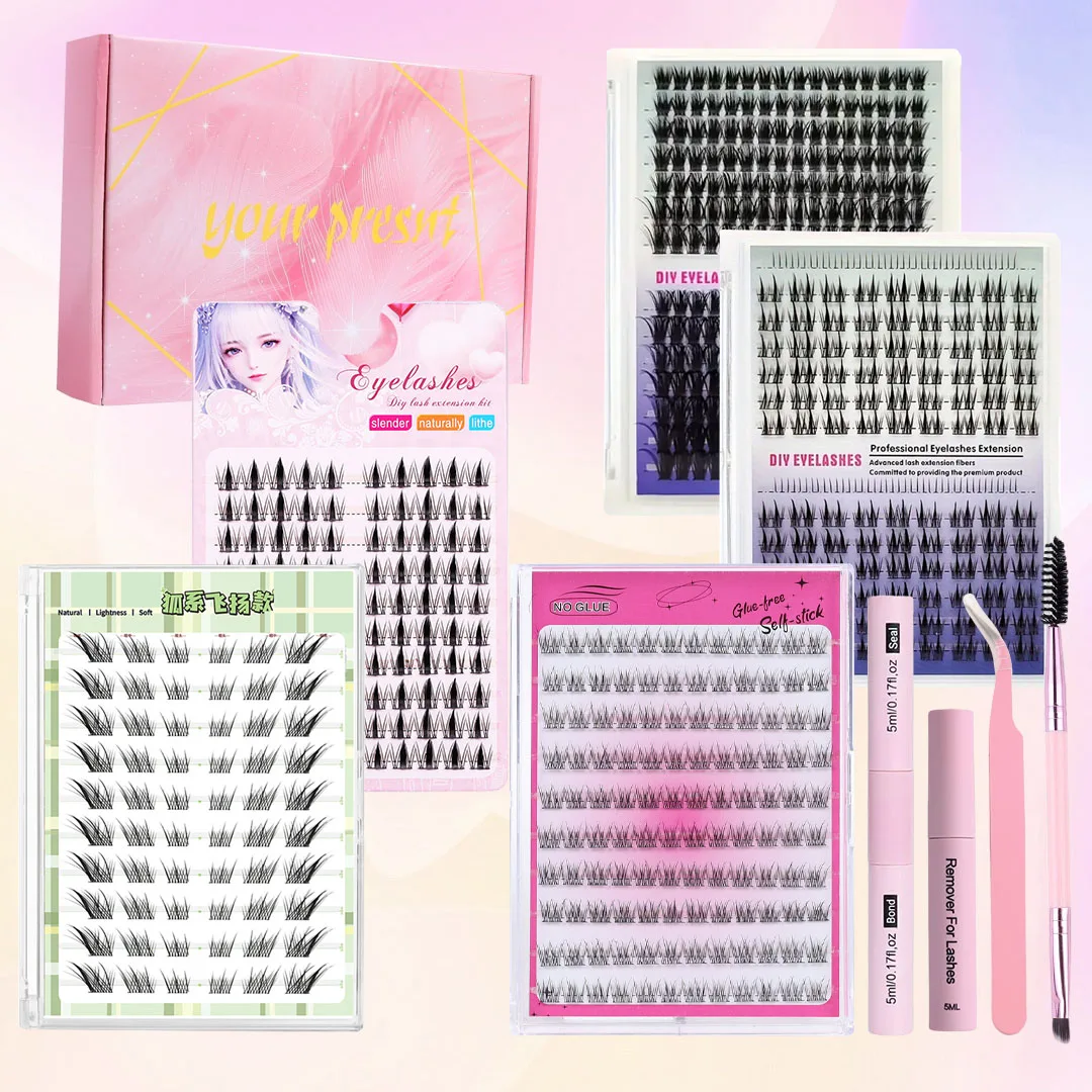 

5-pack Eyelash Extension Kit Fairy Eyelash Cluster Manga Eyelash Cluster CD Curling DIY Eyelash Extension Wet Eyelash Spike