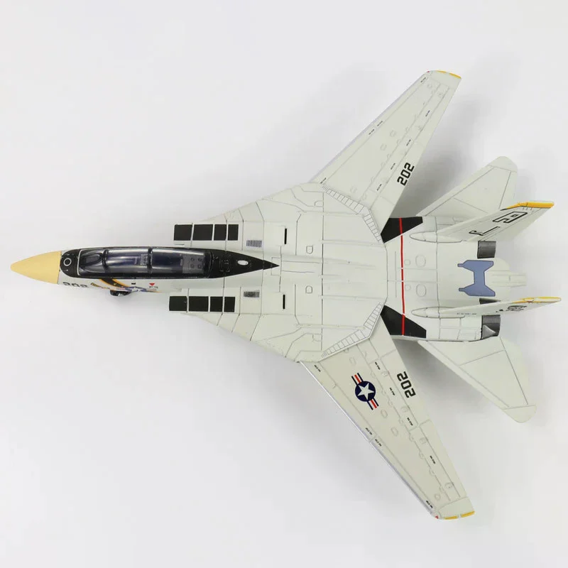 1:72 Scale F-14 Tomcat Fighter Jet Model - White & Black ABS Plastic Aircraft With Detailed Design, 10.24inch Length