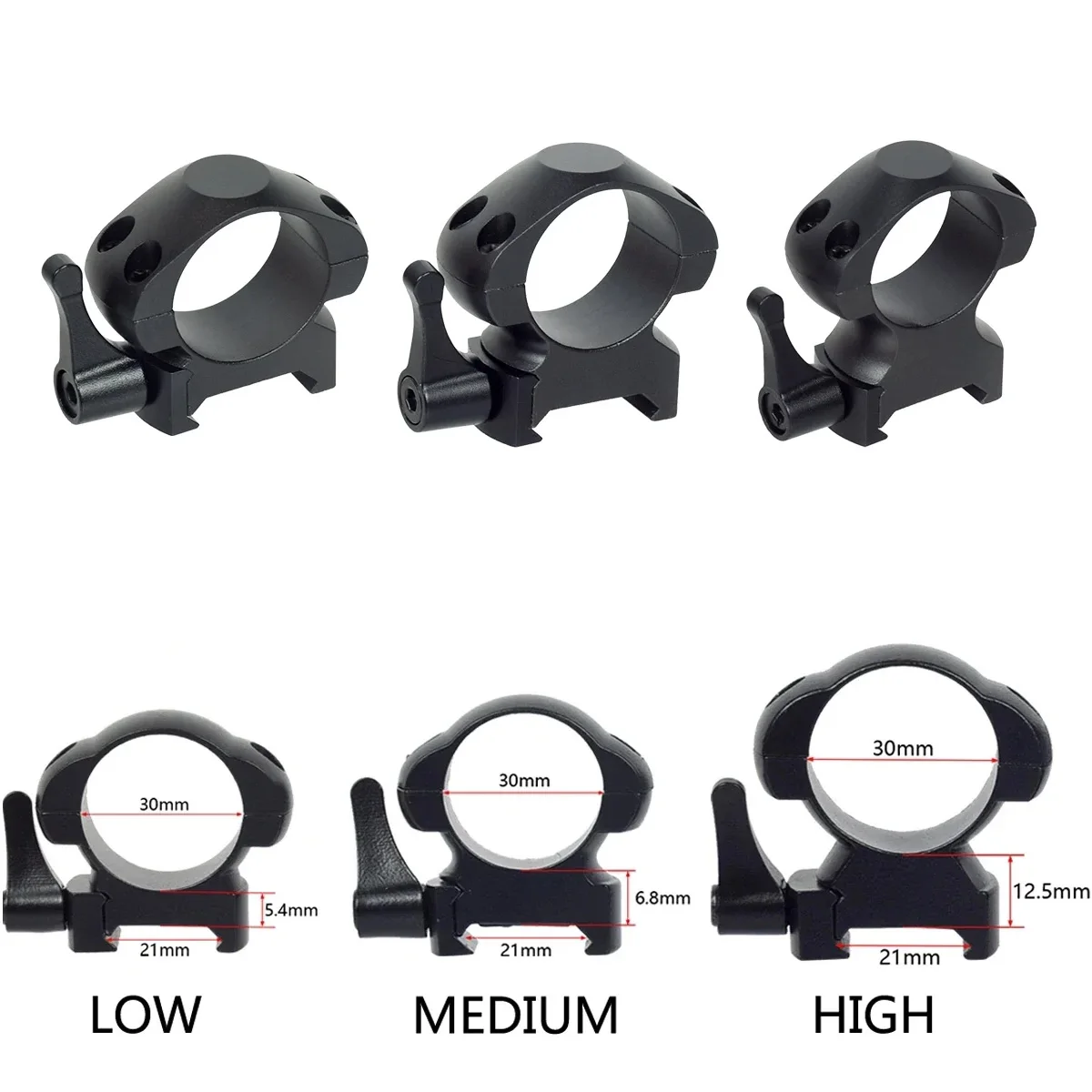 2Pcs /Pack 25.4mm 30mm Low High Medium Profile For 20mm Picatinny Rail Steel Scope Rings Quick Release Hunting Rifle Accessories