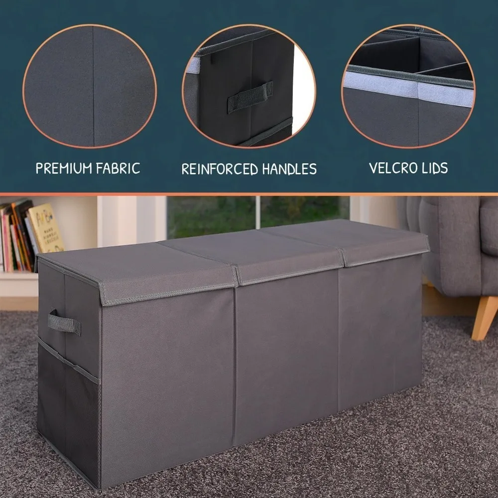 

Очень большой складной ящик для хранения игрушек с крышкой и разделителями, прочный органайзер для детской комнаты, игровой комнаты, детских игрушек