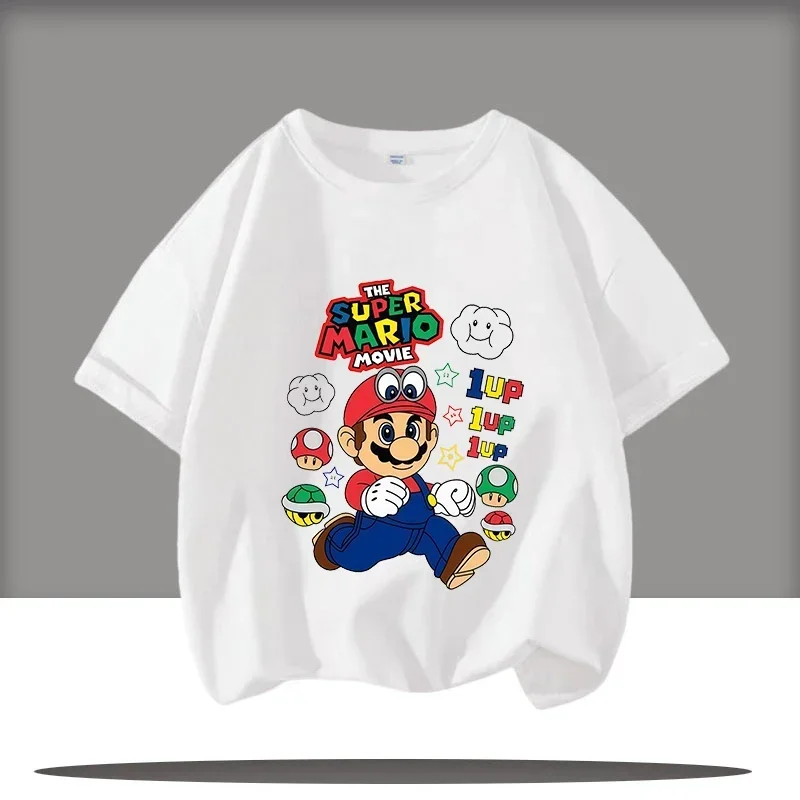 

2026 New Model Mario Children's Round-neck Short-sleeved Digital Cartoon Print Boys' Sportswear Girls' Casual Top Summer T-shirt