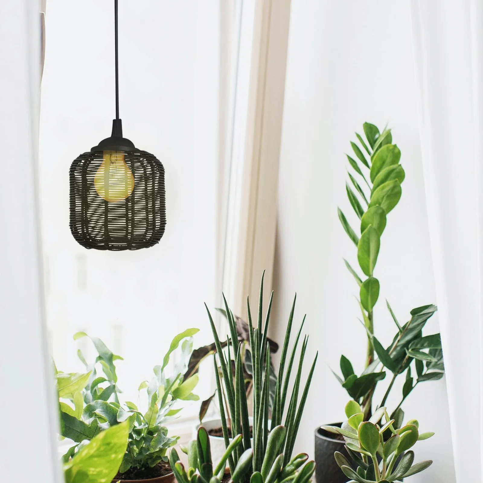 

Handwoven Pendant Lamp Shade Rustic Woven Lampshade for Home Restaurant Cafe Hanging Ceiling Light Boho Decor Lamp Shade