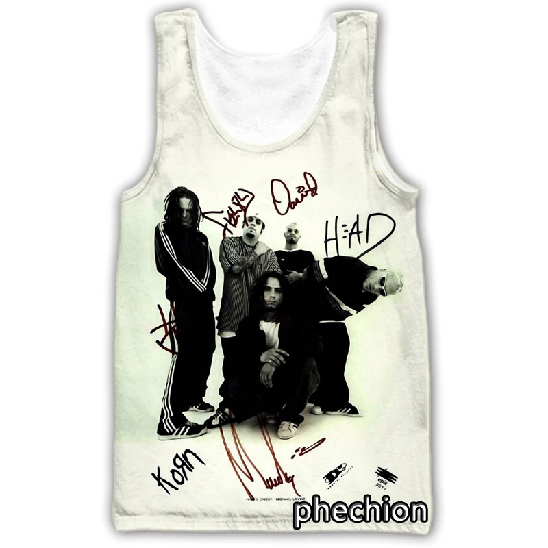 phechion Men/Women 3D Printed Korn band Sleeveless Vest Casual Streetwear Men Loose Sporting Tank Top D44