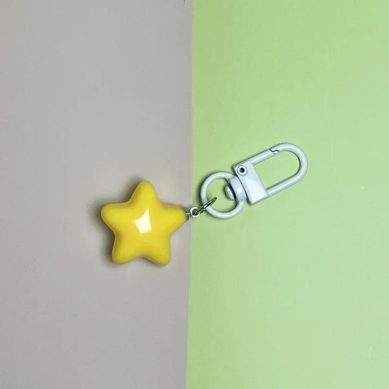 1Pc Cute Five Point Star Keychain for Women Bag Pendant Key Chains Girl Earphone Case DIY Accessories Kpop Jewelry Couple Gift