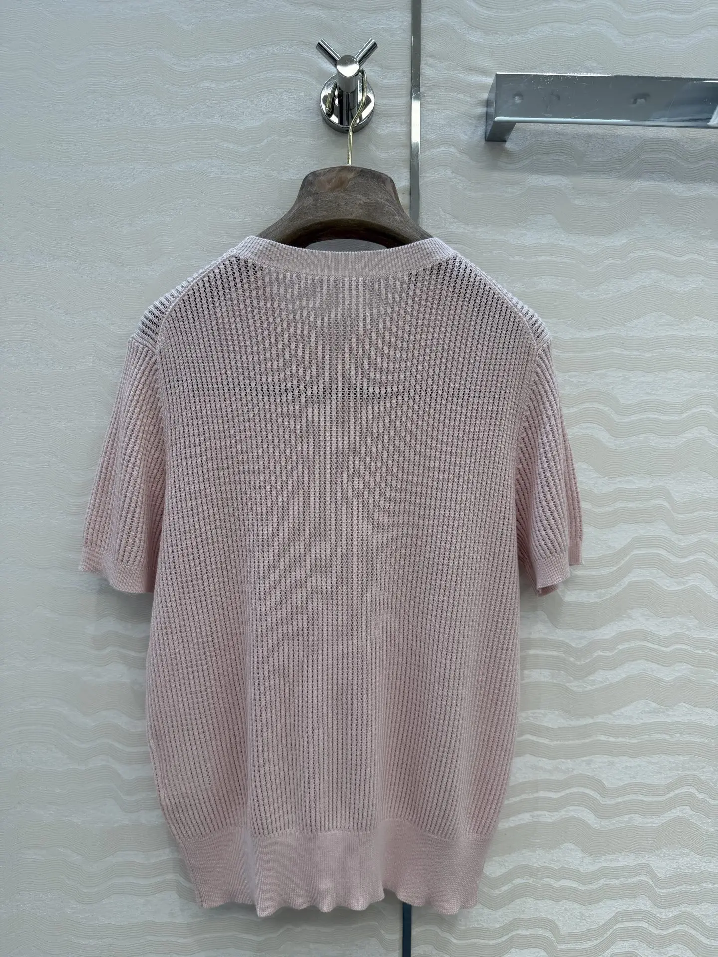 2026 Spring/Summer New Product: Advanced Solid Color Knitted Short Sleeve Top