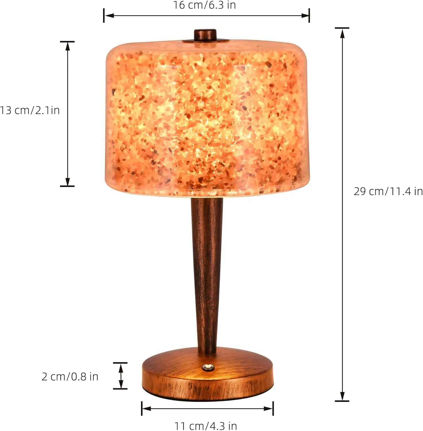 Touch Dimmer USB Himalayan Salt Lamp with Natural Rock Crystal and High Transparency PC Shade