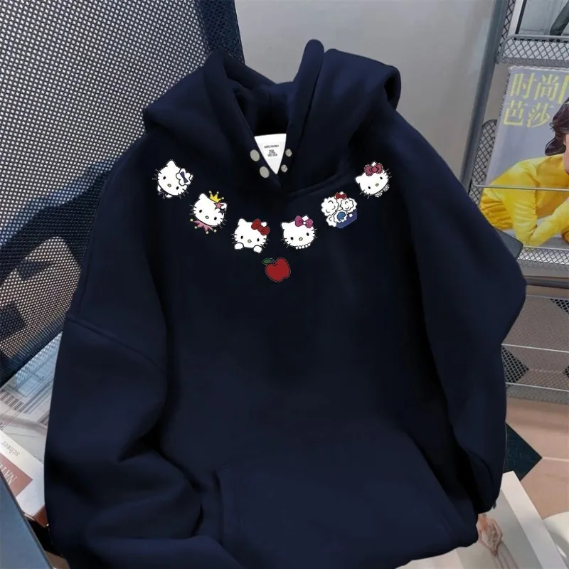 

Kawaii Hello Kitty Sanrio Student Cute Cartoon Long Sleeve Hooded Hoodie Comfortable Warm Sportswear Children Gift for Kids