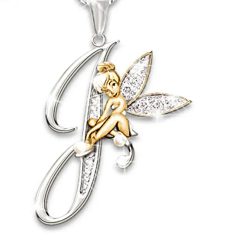 Disney-Collier clochette en alliage nickel é, pendentifs de dessin animé mignon, elfe, fleur, clavicule, accessoires de bijoux élégants, pull, cadeau JOGift