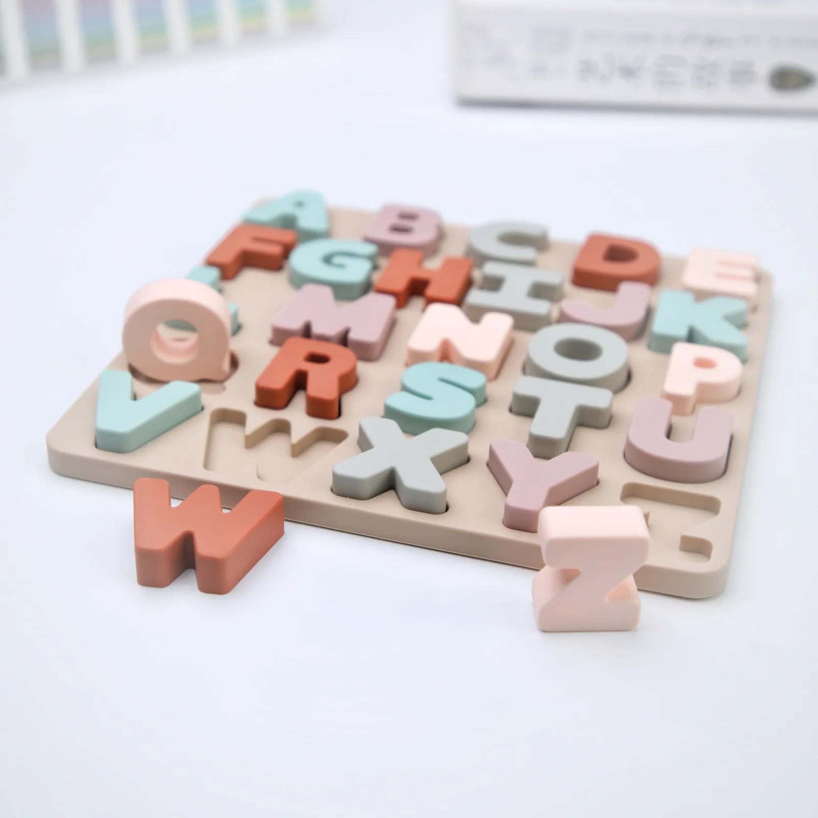 Silicone Montessori Letters Number Puzzle Board Toys Shape Matching For Kids Educational Toys Busy Board Bpa Free Children's Toy