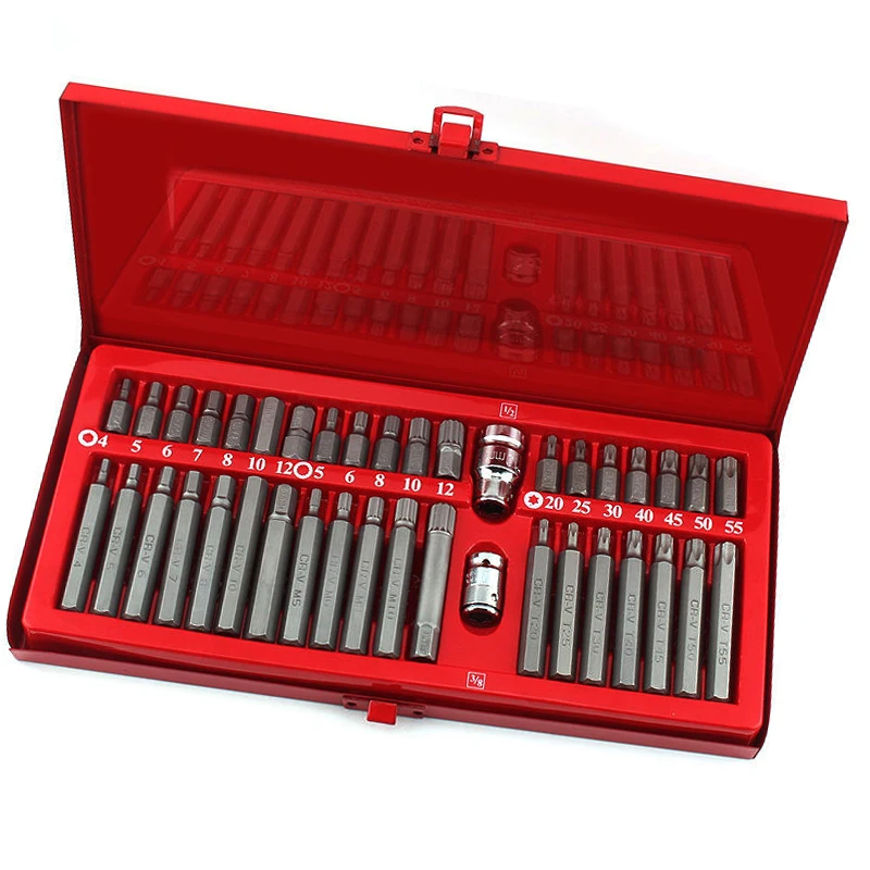 40 pçs conjunto de chave de fenda profissional adaptador manga chave hexagonal ferragem estrela lote cabeça parafuso reparação carro ferramentas manuais