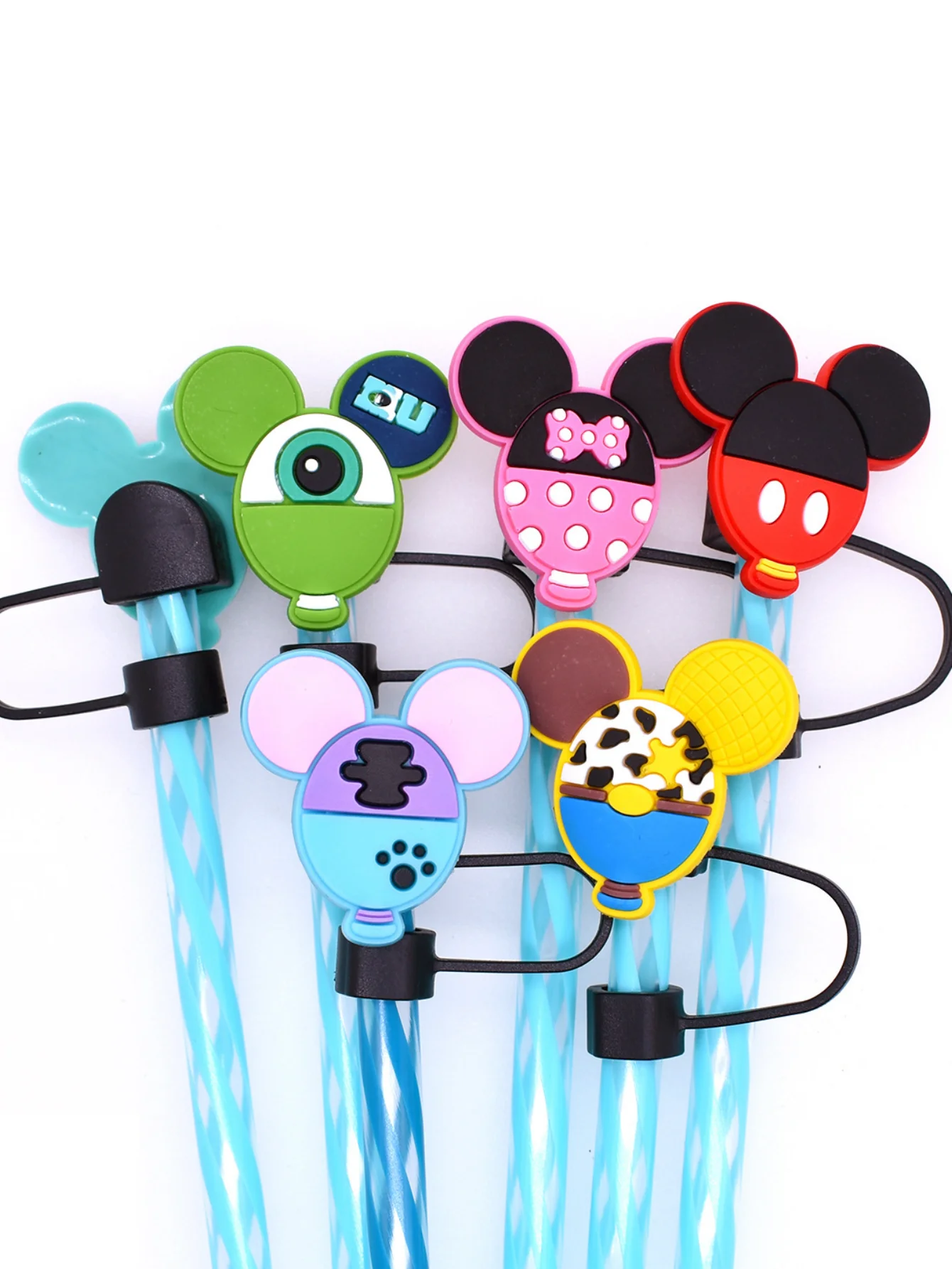 5/10 قطعة/المجموعة ديزني ميكي ماوس لطيف موضة القش تلميح اكسسوارات العالمي الغبار التوصيل غطاء من القش الزخرفية هدية حفلة #3