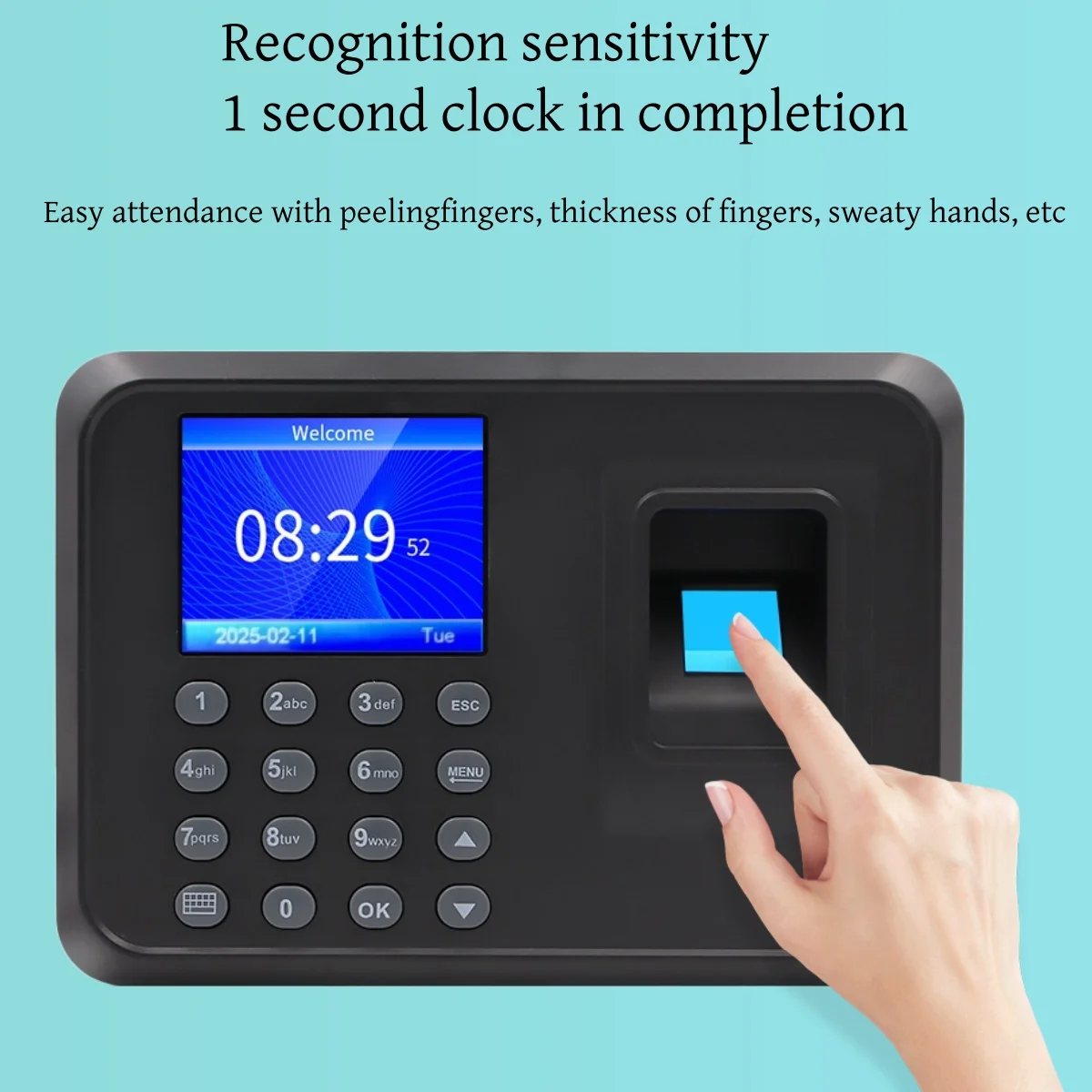 Software Free 2.4'' Fingerprint time attendance machine biometric recorder Fingerprint Time Clocks for Employees Small Business