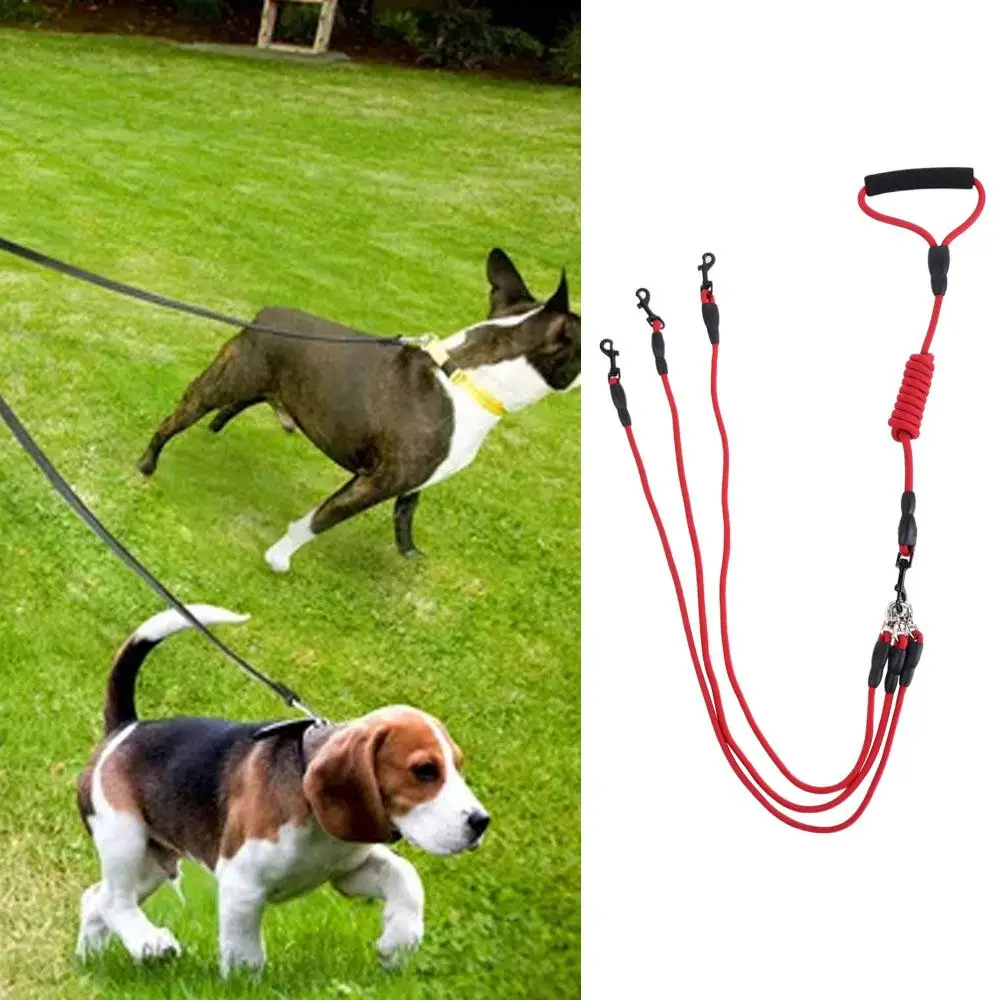 With Foam Handle 2/3/4 Way Pet Leash Adjustable Detachable Two Heads Dogs Leash 120CM Black Dogs Traction Rope Outdoor