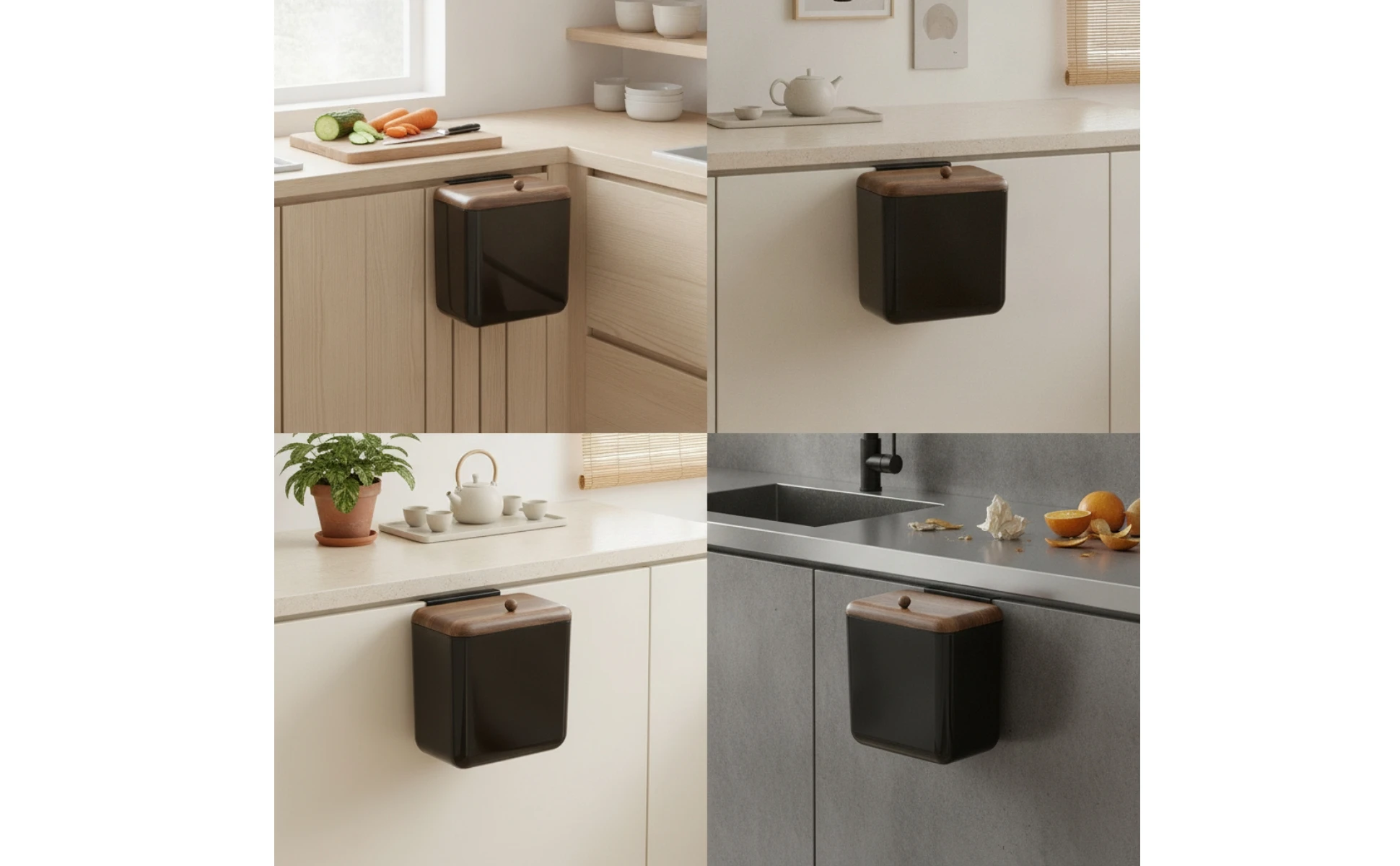 Wall-Mounted Trash Bin Space-Saving Kitchen Trash Bin with Lid Compact Modern for Apartment Wall-Mounted Trash Bin Space-Saving Kitchen Trash Bin with Lid Compact Modern for Apartment