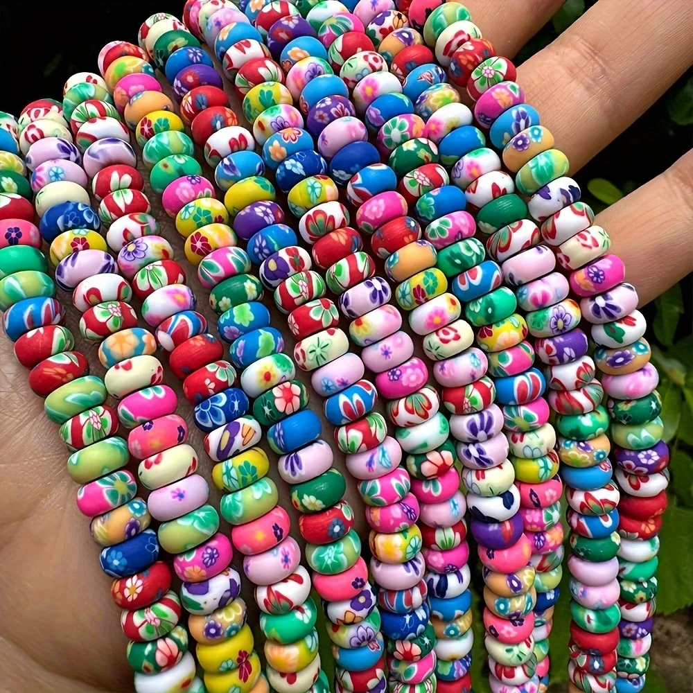 About 100pcs Colored Polymer Clay Beads, Ideal Accessories for Necklace Bracelet Keychain Jewelry Making