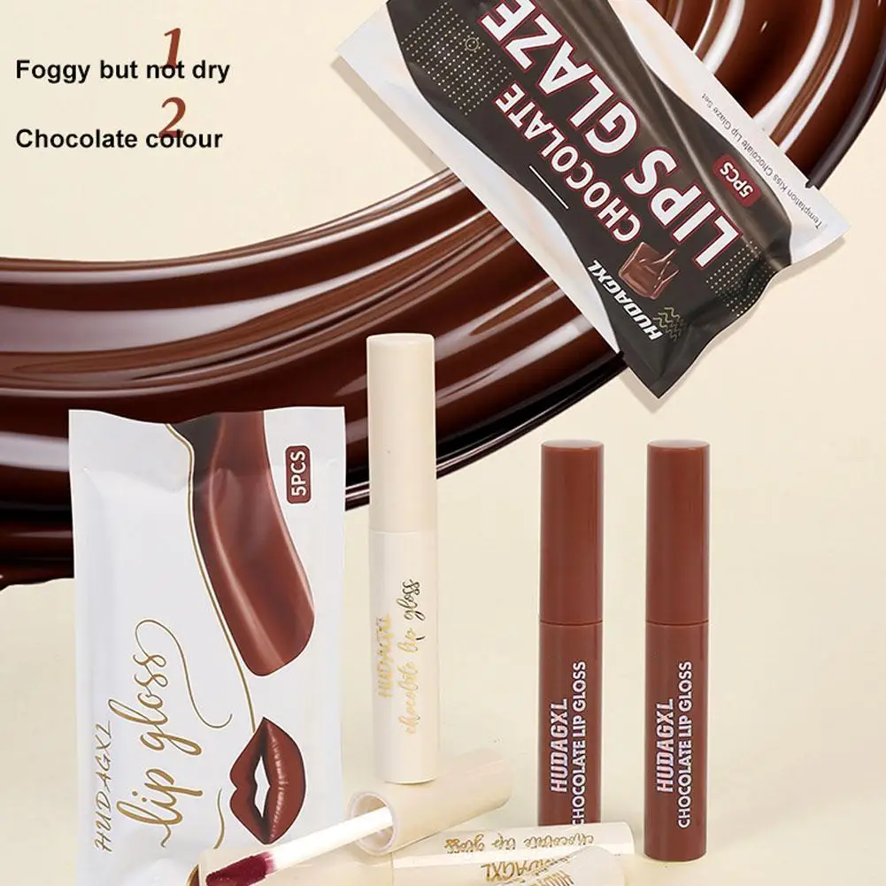 

5pcs Chocolate Lip Glaze Set Lipstick Long-lasting Rich Cream Lipstick Milk Coffee Lip Color Makeup Liquid Lip Tint for gilr