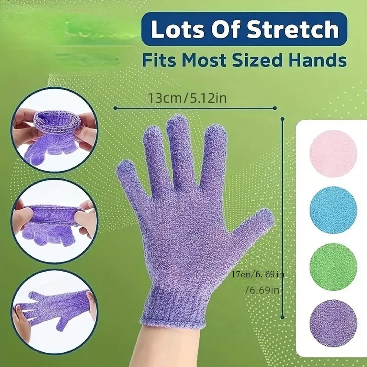 Colourful Exfoliating Gloves, Bath Gloves For Shower, Double Sided Exfoliating Gloves, For Spa, Massage And Body Scrubs