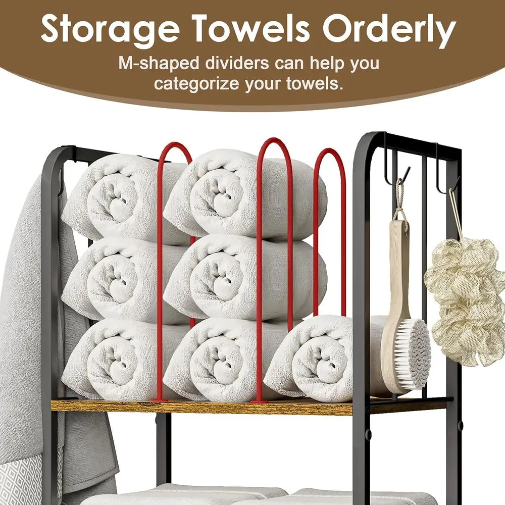 3-Tier Retractable Cabinet Towel Rack Metal Stand | M-shaped detachable dividers, three-tier tile storage, premium anti-rust hoo