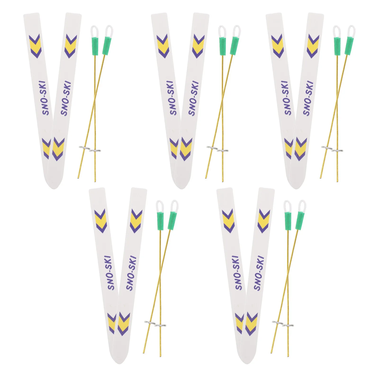 5Set Mini Skis Poles Miniature Winter Skiing Accessories Mini Christmas Holiday Decor Dollhouse Scene Miniature Skis with Poles view 6