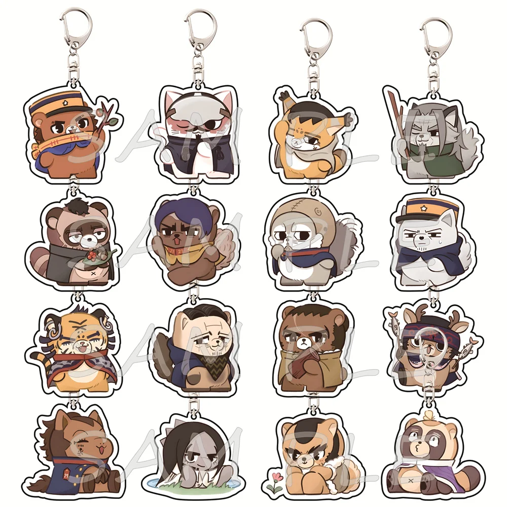 Golden Kamuy 6cm Acrylic Keychains Animal Cosplay Chibi Style Anime Collectible Bag Pendant Fan Gift