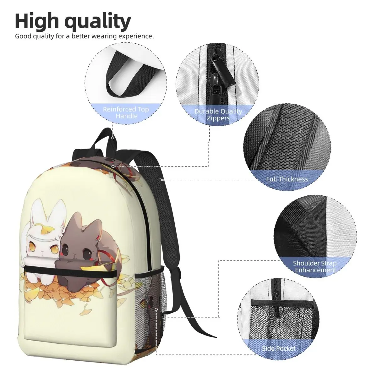 Untamed Mdgz Wangxian Bunnies Mo Dao Zu Shi Backpack Boys Girls BookBag Kids School Bag Laptop Shoulder Bags for Men Women