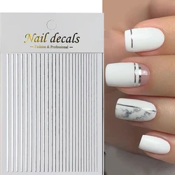 1Sheet Silver Gold Lines Stripe Nail Stickers Self-Adhesive Nail Decals 3D Metal Strip Nail Slider DIY Nail Art Decor For Woman*