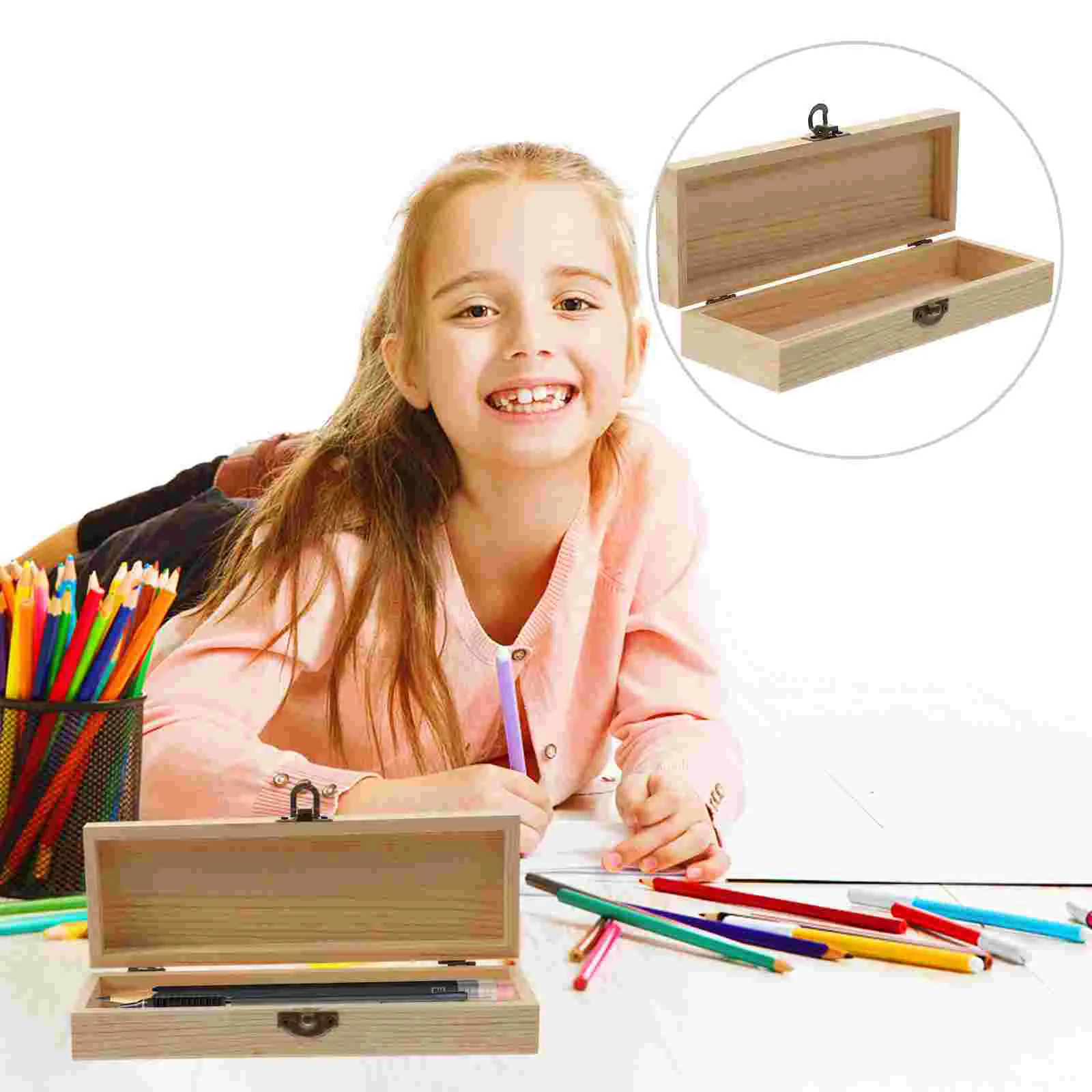 

Children's Hand Mold Pencil Storage Boxes Simple Case Students Stationery Supply Organizers Wood Container Chic Desk