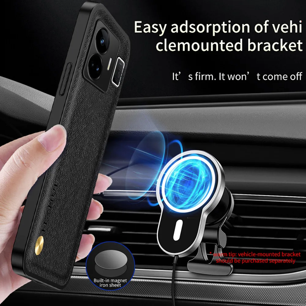 Car Magnetic Holder Leather Case For Realme GT Neo5 5G RMX3706 6.74