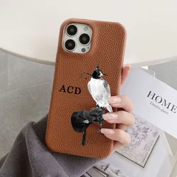 Personalised inevitable Initial kafr letters name Leather Case for iphone 11 12 14 13 15 Pro Max mini 14Plus Luxury Hard Covers