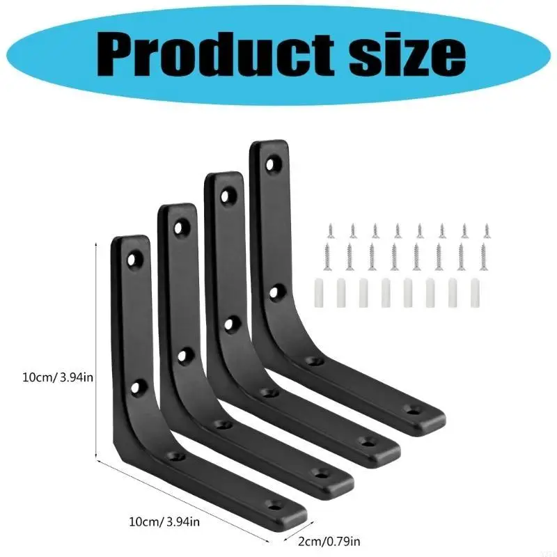 4 Pieces Metal L Shaped Shelf Supports Brackets for DIY Projects and Storage