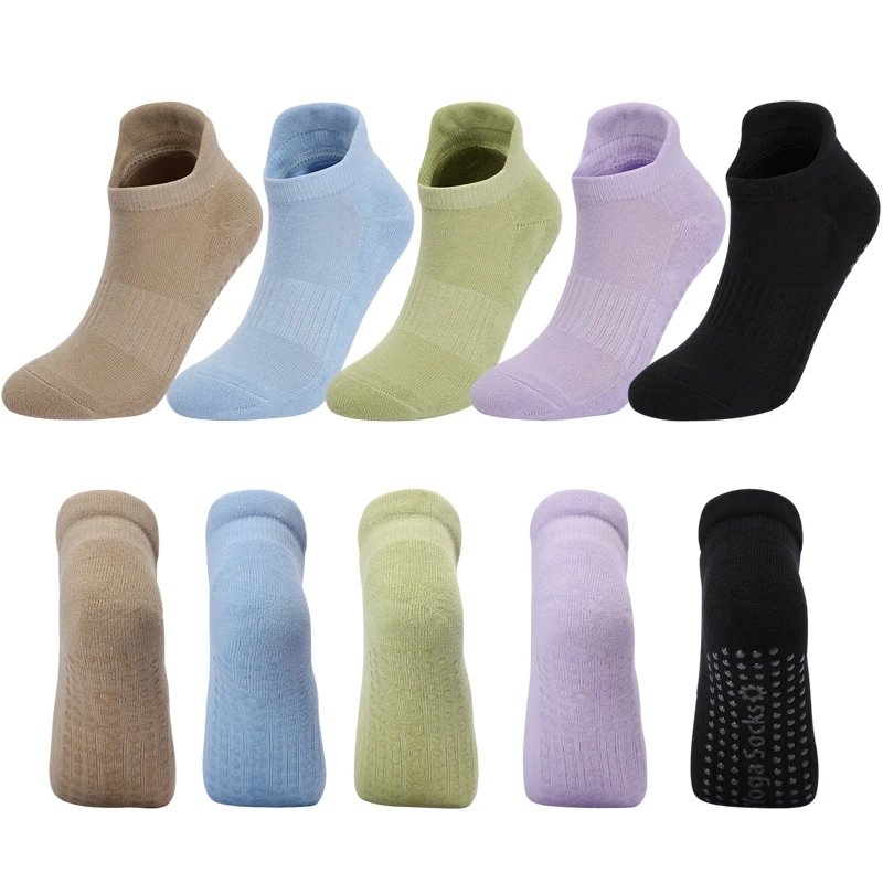 Women Yoga Socks with Grip Combed Cotton Thickened Non-Slip Sports Ballet Pilates Barre Dance School Gym Floor Socks