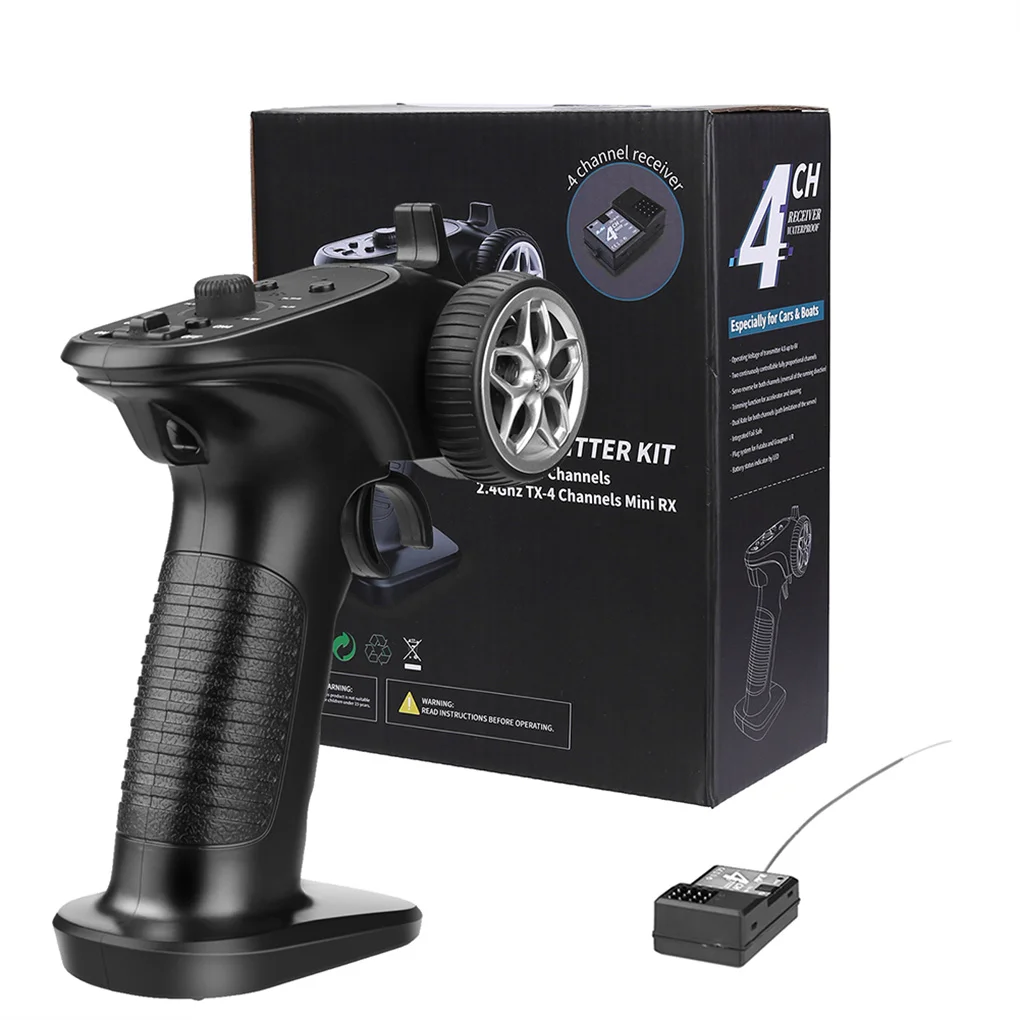 RC 2.4GHz รีโมทคอนโทรล 4CH เครื่องส่งสัญญาณวิทยุดิจิตอลพร้อม Gyro สําหรับ 1/8 1/10 RC Crawler รถเรือถัง SCX10 อะไหล่