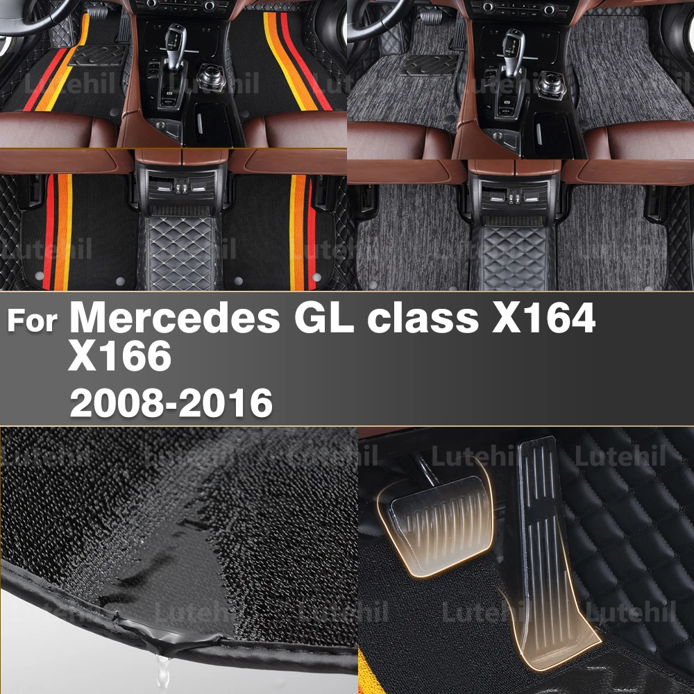 

For Mercedes Benz GL class X164 X166 2008-2016 Double layer Car Floor Mat Compatible Car Mats All Weather Protection Full Set
