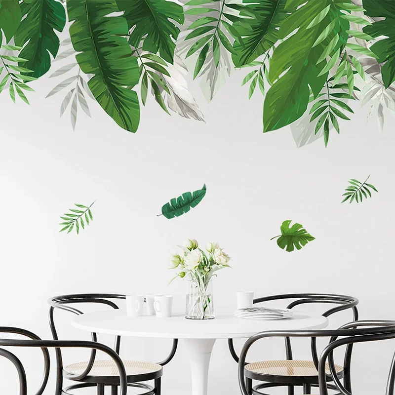150x70cm Tropical Leaves Palm leaves Green Plants Wall Stickers for Living Room Bedroom Home Decorative Stickers Home Decor pvc