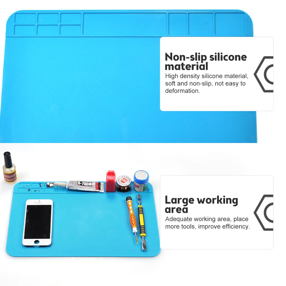 Silicone Soldering Mat ESD Antistatic Heat Resistant Insulation Work Mat Soldering Station Kit Repair Pad Maintenance Platform