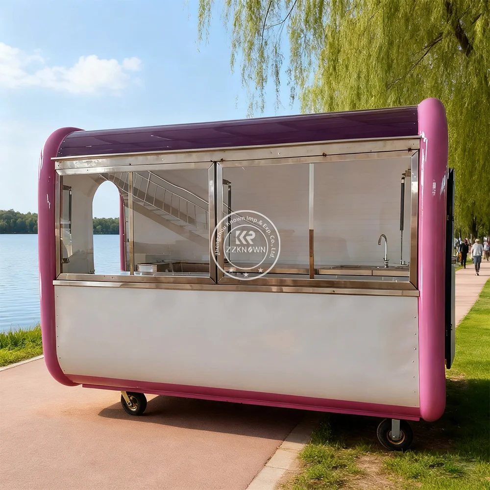 

Concession High-Quality round Truck Trailer Outdoor Food Truck Hot Dog Milk Tea Snack Cart Mobile Catering Kitchen
