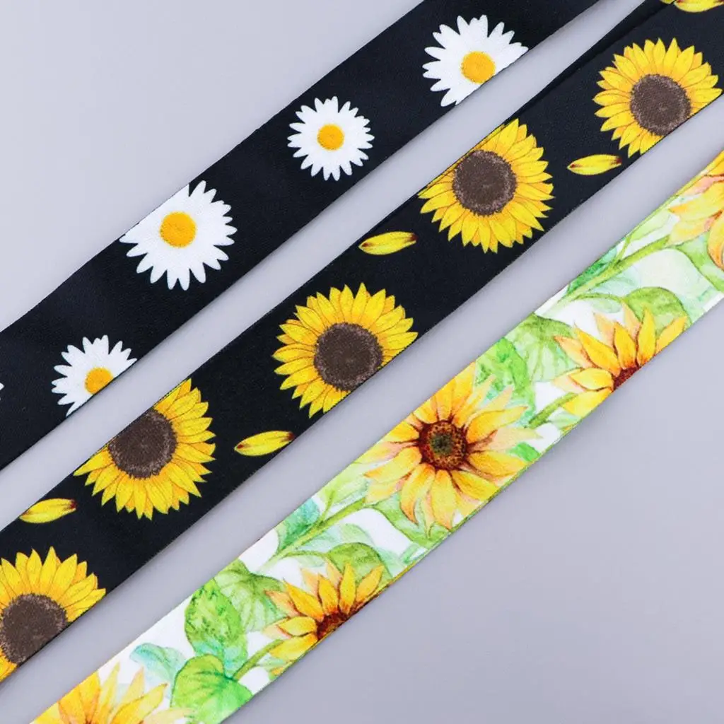 Sunflower Neck Strap Lanyards Keychain Holder ID Card Passport Hanging Rope Daisy Buckle Lanyard Mobile Phone Accessories