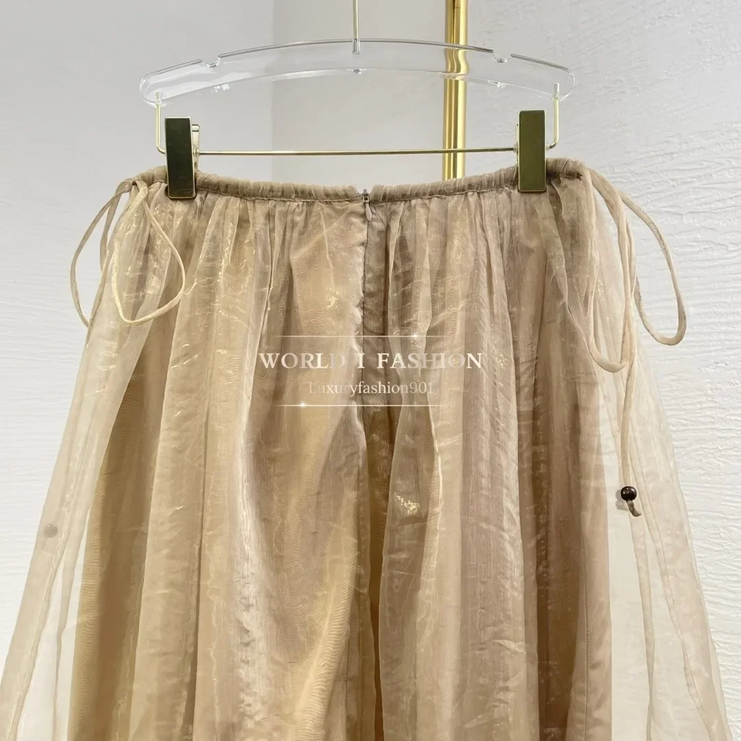 2025 New High Quality Photo Color Ruffles Pleat Irregular Hem Women Skirt Elegant Dresses
