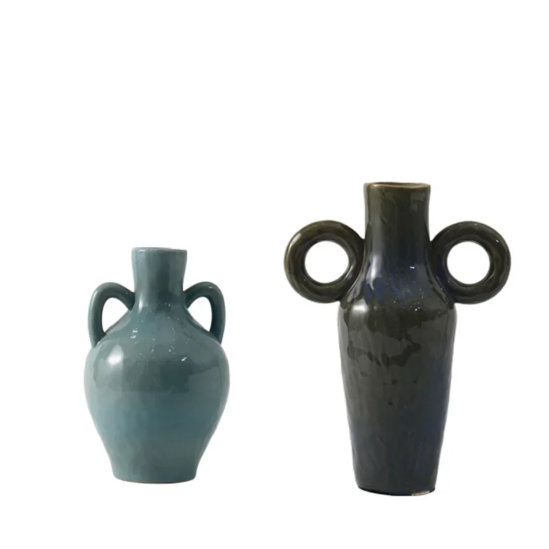 

Simple and modern ceramic vase with ears, room home living room dried flower ware, soft decoration sales