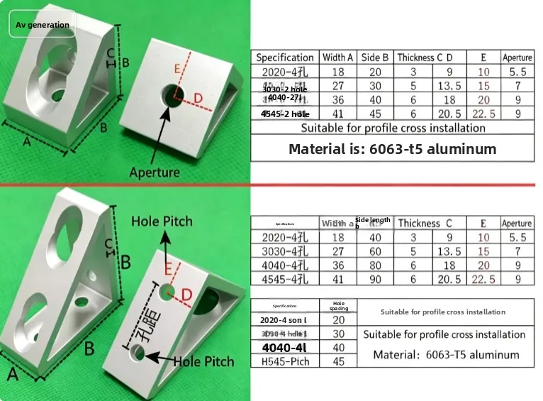 4pcs right angle corner brackets, connector fittings, extruded corner pieces, vertical triangle brackets for cross installation