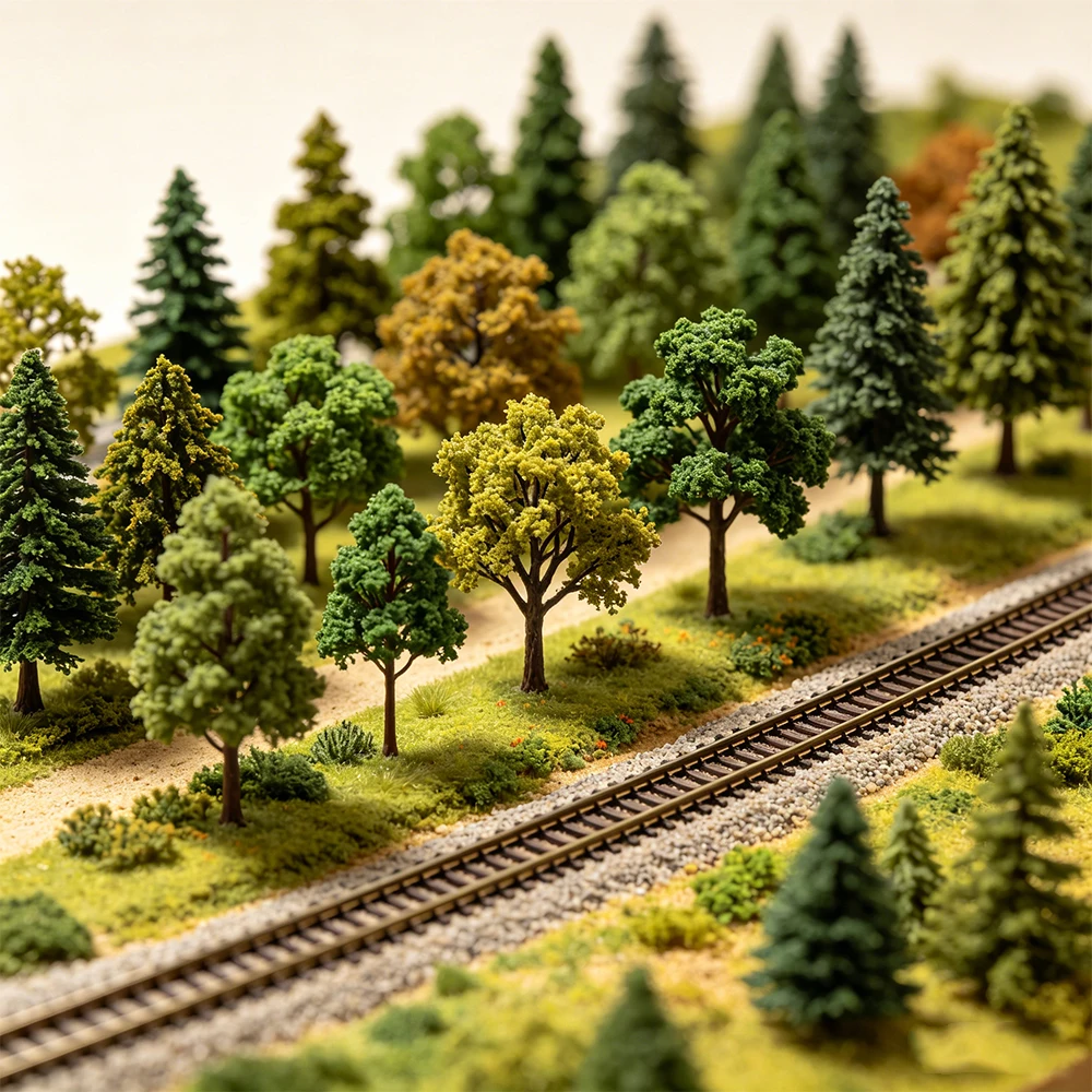 

30/50Pcs Mixed Model Tree Set Artificial Miniature Trees for Sand Table Railway Train Forest Park Landscape Diorama Decoration