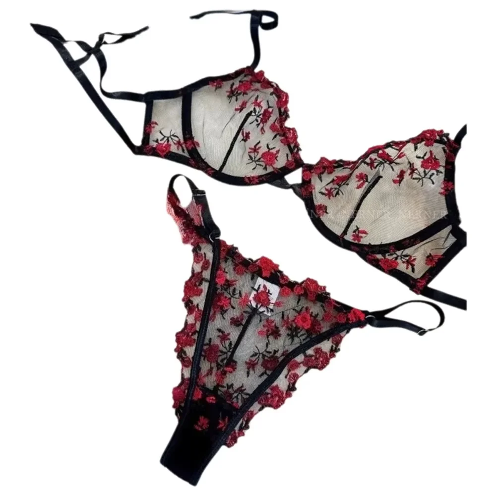 Fashion Forward Luxury Lace Mesh Bra Set Ultra Thin Supportive Minimizer For Glam Women Wedding Guest Party Summer 32-38 bra set